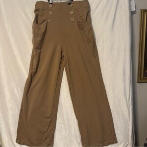 Max Studio Women's Elastic Waist High Rise Rayon Wide Leg Sailor Pants medium